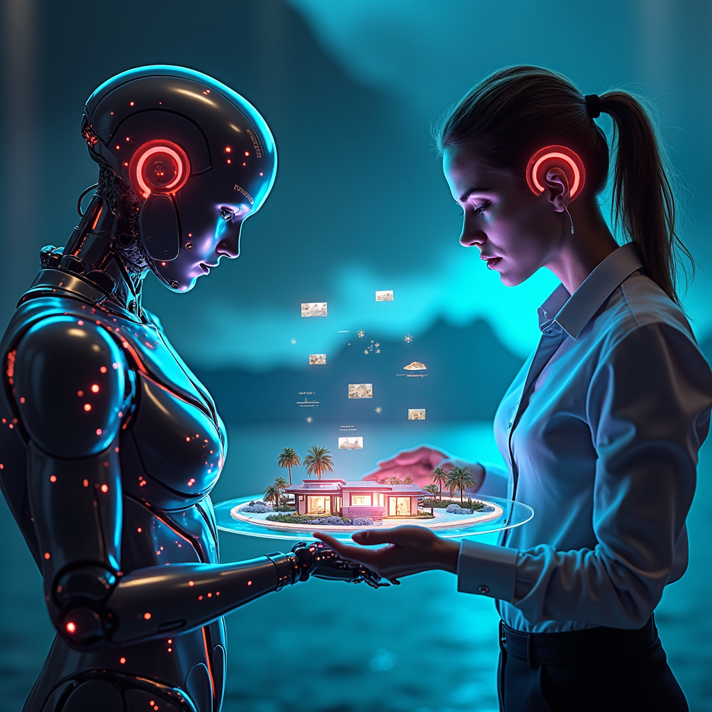 A futuristic image representing AI-driven innovation in website design. The composition features a dynamic and evolving website interface with AI algorithms constantly optimizing performance and user experience. The color palette is vibrant and energetic, with blues, greens, and purples creating a sense of progress and innovation. The lighting is bright and dynamic, emphasizing the cutting-edge technology. The image highlights the AI's ability to adapt and evolve with changing user needs. Rendered in 4K resolution for high quality and detail.